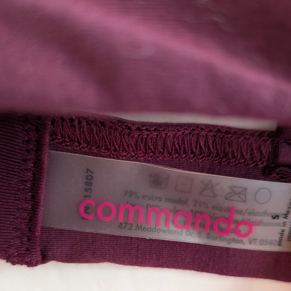Commando Butter + Lace Bralette Pinot Burgundy Triangle Sheer Unlined Size S NWT